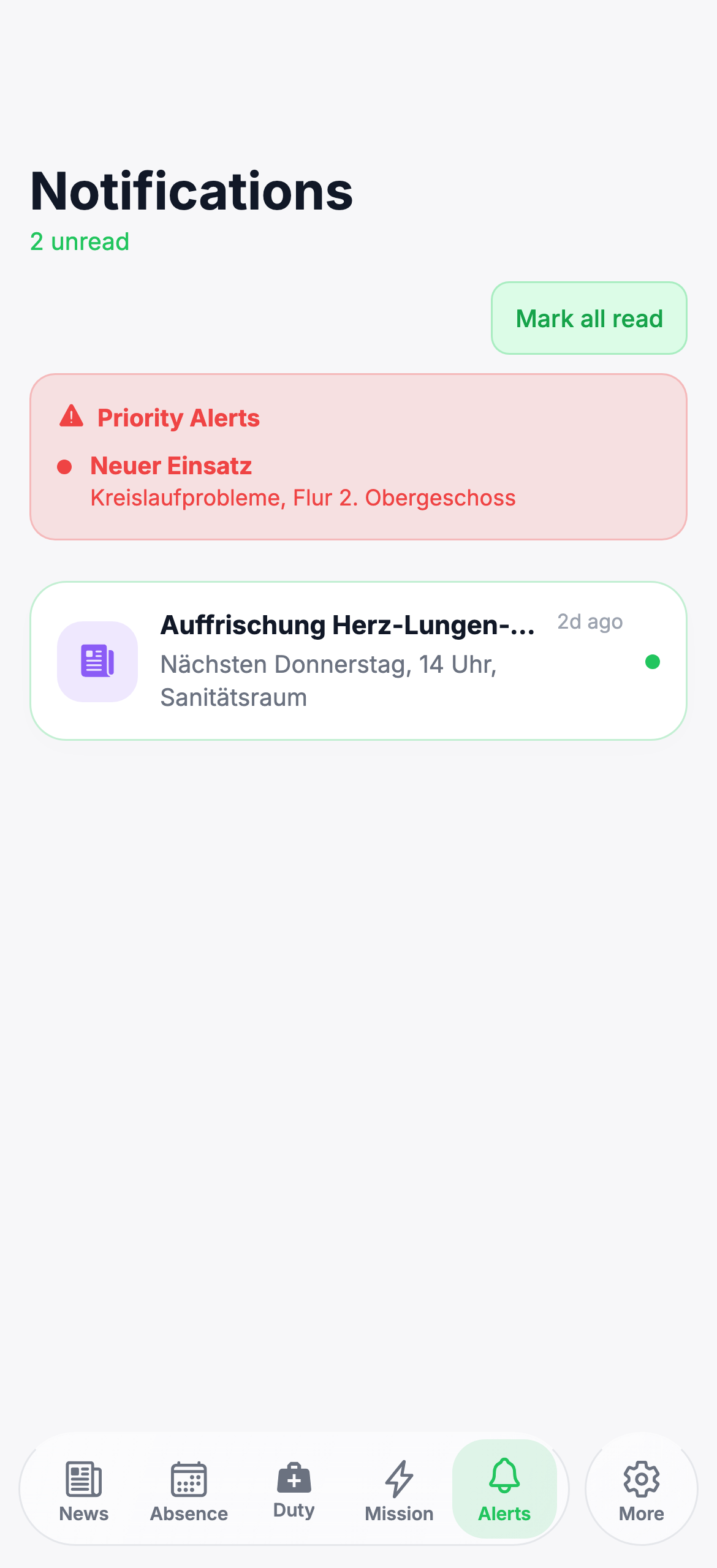 Notifications in the SchulSaniApp
